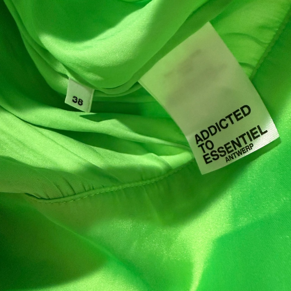 Essentiel Antwerp WHAM Neon Green Tie Waist Blouse Size 38 (Medium) - Picture 7 of 8